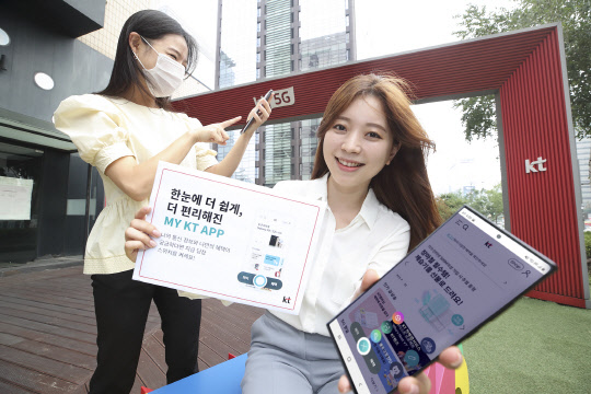 모델들이 '마이 케이티 앱'을 소개하고 있다. <KT 제공>